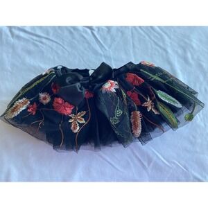 Elly & Emmy Baby Girl Embroidered Floral Tulle Tutu Skirt Size 0-12M Black Red
